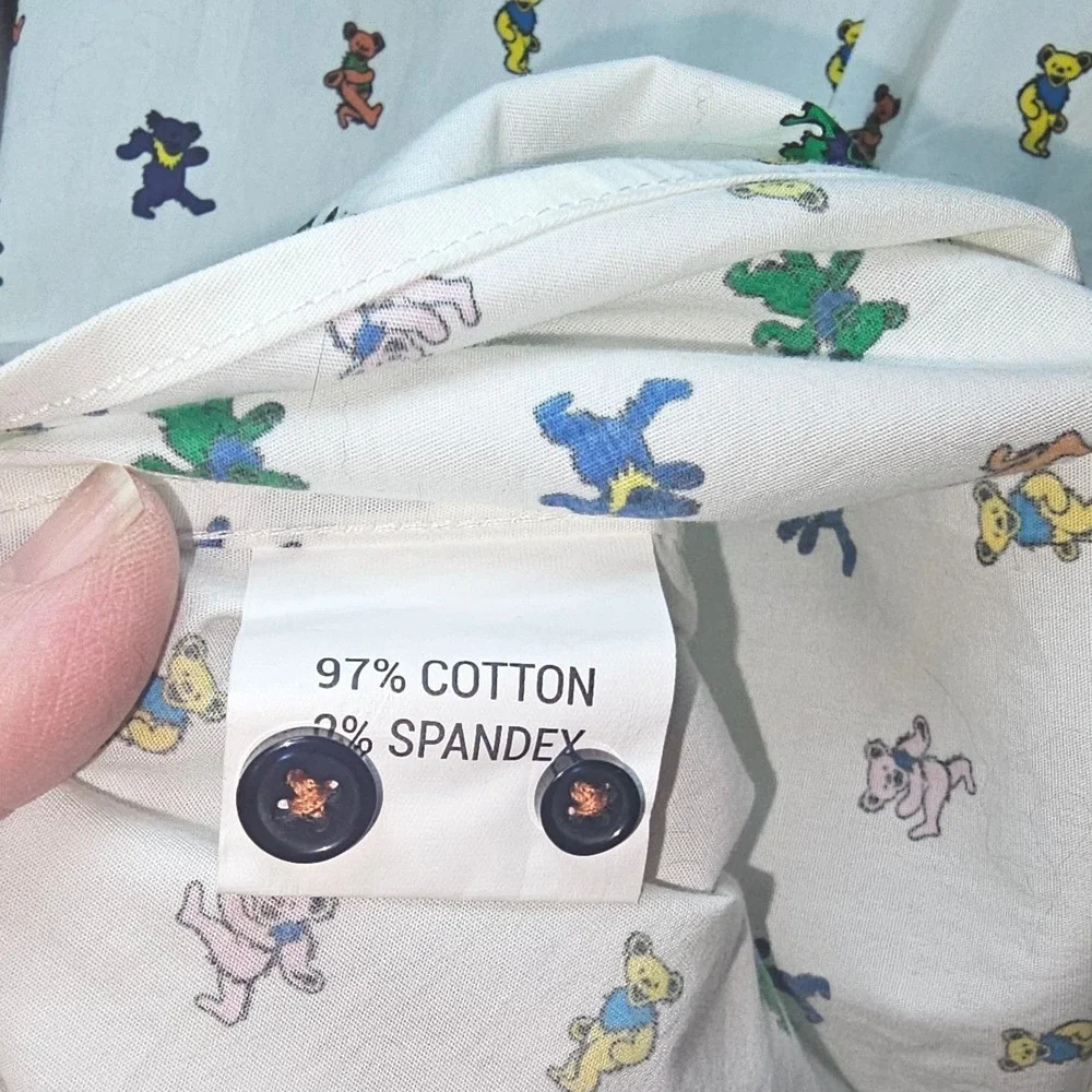SEC 119 Grateful Dead Dancing Bears Shirt Mens XL White Short Sleeve Button Down - Picture 10 of 11
